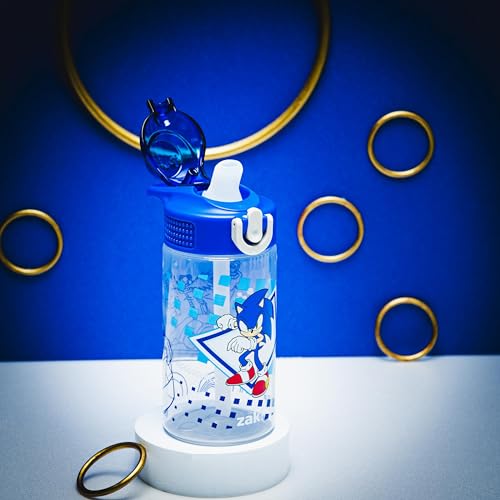 Zak Designs Sonic the Hedgehog Sage 16oz Leak-Proof Straw Kids Water Bottle - color: Sonic the Hedgehog (Sonic, Eggman), size: 16 Ounces