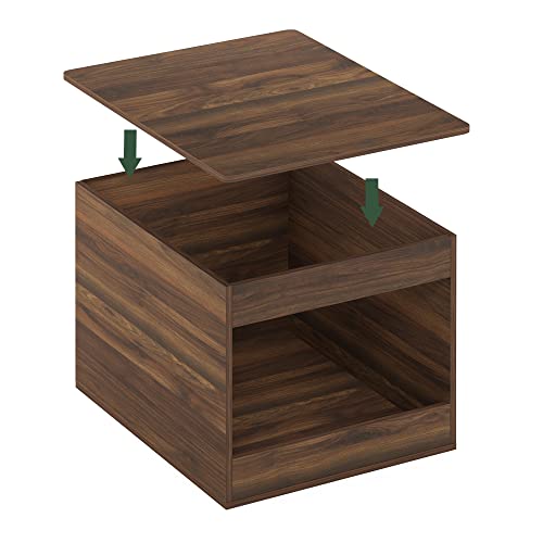 Furinno Peli Top Opening Litter Box Enclosure, Columbia Walnut | Litter Box Furniture, Wooden Pet House, Easy Assembly, for Living Room - color: Columbia Walnut, size: Top Opening
