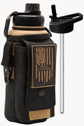 Iron Infidel Battle Bottle - 32 Oz Insulated Water Bottle with Straw Lid & Chug Cap, Stainless Steel Metal Flask Includes Rugged, Removable Sleeve for Keys, Wallet, & Phone (Brown Recluse 1 Liter) - color: 32oz - Brown Recluse, size: 32 Ounces