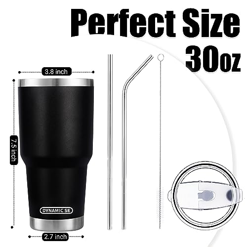 D·S 30 oz Black Tumbler with Straw and Lid Insulated Travel Coffee Mug | Double Wall Vacuum Suit Cold and Hot Drink Fits in standard car cup holders With Splash-Proof Lid - color: Black