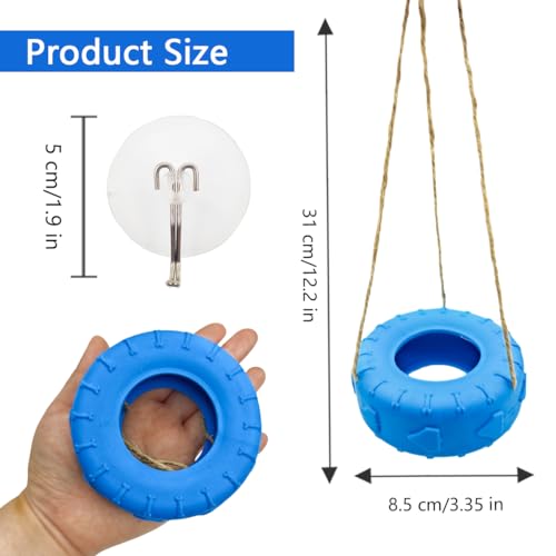 Colours Hermit Crab Tire Swing,Suction Cup Hook Climbing Toy,Hermit Crab Terrarium Accessories - A Must-Have for Any Reptile Amphibian Small Aquatic Animals Lover(Blue) - color: Blue