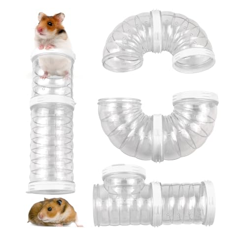 8 PCS Hamster Tunnel Kit,Transparent Curved Pet Cage Tube Set Dwarf Hamster Accessories DIY Toy Connection External Pipe for Mice Rat(White) - color: 【White】