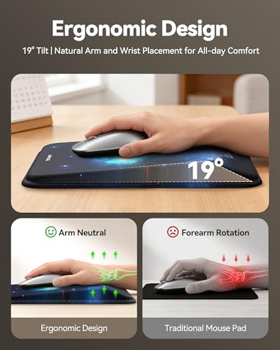 TECKNET Ergonomic Mouse Pad with Wrist Rest, Comfortable Relieves Pain | Built-in Memory Foam and Ergonomic Slope Design Relieves Carpal Tunnel Syndrome Pain, Mousepad for Office Gaming - color: Universe