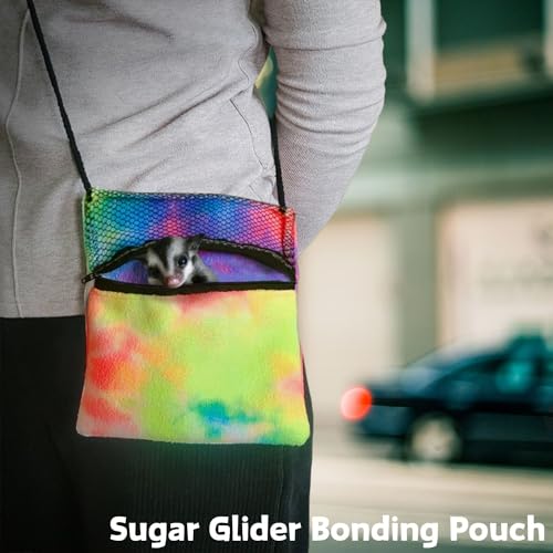 2 Pcs Sugar Glider Bonding Pouch Soft Sleeping Bag with Breathable Mesh Shoulder Strap Portable Small Animal Carrier for Hamsters Gerbils Hedgehogs Marmosets Squirrels (2 Pack)
