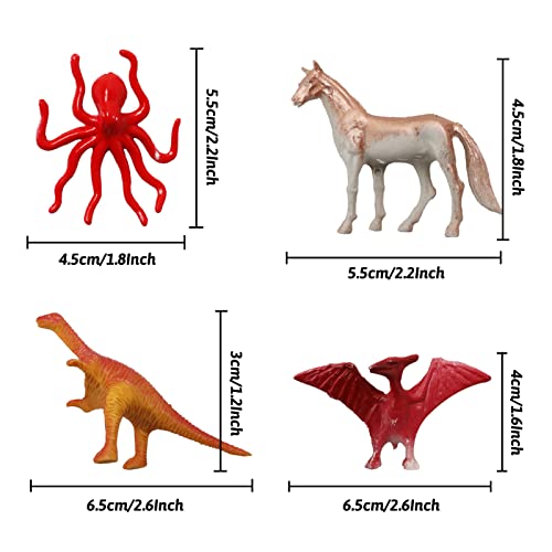60 Pcs Assorted Dinosaur, Ocean, Sea, Farm, Jungle, Wild Animals & Dinosaurs Figure Realistic Plastic Zoo Play Set - Small Toys for Kids, Cupcake Topper, Party Favors