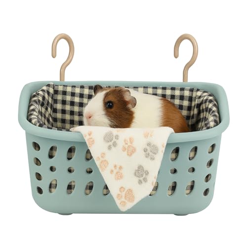 JWShang Rat Hammock for Cage, Chew Proof Hanging Basket Bed with Sturdy Hooks, Pet Cage Accessories, Safe Cozy Small Animal Rodent Hammock for Sugar Glider Mice Snuggling Sleeping - color: Blue, size: Small