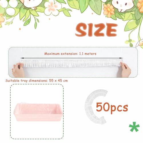 50 PCS Disposable Rabbit Cage Liner Bags, Clear Plastic Rabbit Cage Liner Bag, Rabbit Litter Box Lines for Rabbits, Chinchillas, Hedgehogs, Quick and Easy Cleaning