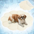 PetAmi Dog Cooling Mat, Flower Shape, Pet Pad with Cooling Nylon & Soft Fleece, Q-Max > 0.4 Reversible All Season Blanket for Dogs & Cats, Medium 44x44 in, Beige - color: Beige, size: Medium