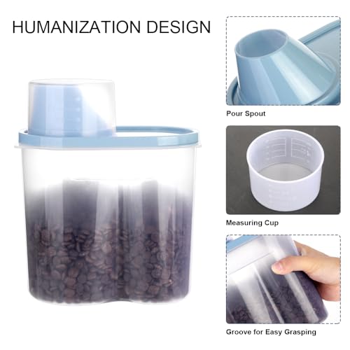 2 Pack 2lb/2.5L Pet Food Storage Container with Measuring Cup, Can Covers and Bowl for Small Dog, Cat, Waterproof-BPA Free (Blue 1.8L) - color: Blue 1.8L