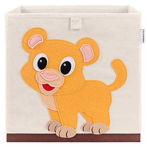 13 Inch Animal Cube Storage Bins, Foldable Fabric Kids Toy Box & Toy Chest | Kids Storage Cubes, Toy Storage Organizer Basket for Toddlers, Boys and Girls, Playroom and Nursery (Baby Lion) - color: Baby Lion