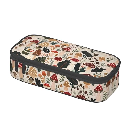 Yrebyou Mushroom Pencil Case Big Storage Pencil Pouch Multi-Functional Pen Bag Cute Lightweight Organizer for Aldult Office College - color: Beige