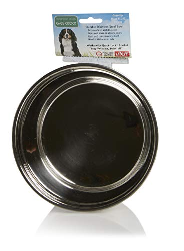 Lixit® Stainless Steel Kennel Food or Water Bowl - Non Spill Hanging Removable Crate Bowls - Carrier Cage Dish for Dogs or Cats for Feeding and Drinking (Stainless Steel, 40 Ounce) - size: 40 oz (Pack of 1)