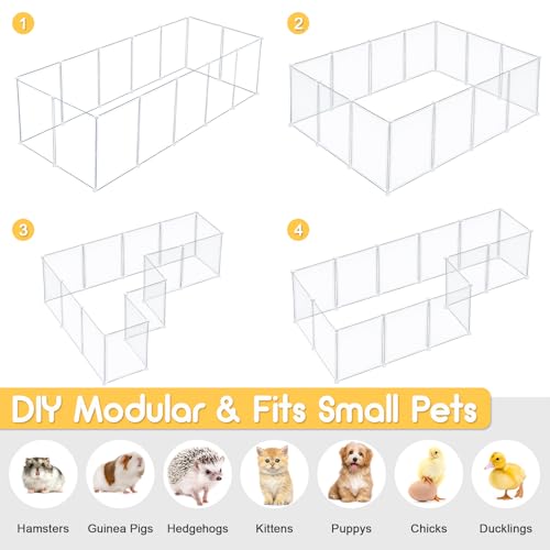 Modular Small Pet Playpen, 14 Panels, 16.5" Height Indoor Enclosure for Rabbits, Guinea Pigs, Hedgehogs, Kittens and Small Pets - style: 14 Panels - 12"L x 16.5"H