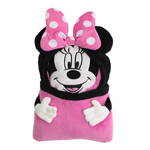 Disney Let's Party Pink, Black and White Minnie Mouse Character Shaped Toddler Blanket - color: Minnie Mouse Let's Party Pink