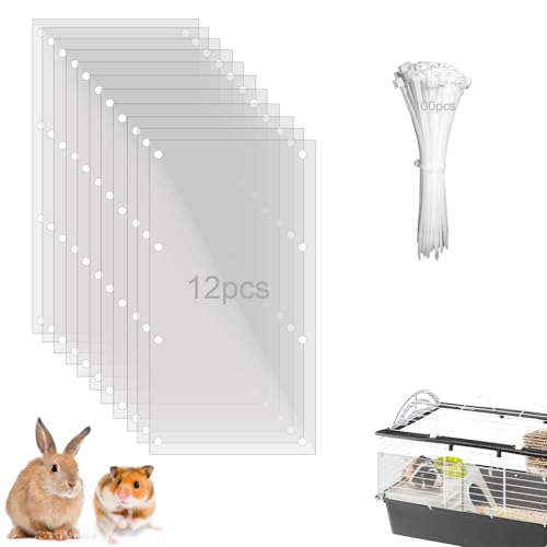 Pet Cage Liner Protection, Rabbit Cage Plastic Panels, 12 PCS Cage Urine Guard for Rabbit, Guinea Pig, Hamster, Hedgehog, Chinchilla, Ferret, Bunny - Transparent, 11.8"x5.9" - size: 12PCS,11.8"x5.9"