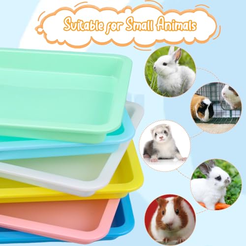 7Pcs Kitten Litter Box Set, Cats Litter Box with Kitten Litter Scoop, Low Entry Litter Boxes for Kittens, Plastic Portable Shallow Litter Pan for Rabbit Guinea Pig Hamster