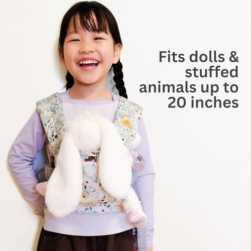 Baby Doll Carrier, Adjustable Doll Carrier for Little Girls, Front & Back Wear, Made with Soft Fabric, Fits Dolls & Stuffed Animals up to 20 Inches, Wildflower, WoodlandAnimal - style: Woodland Animal