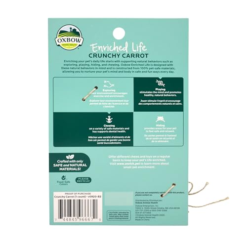 Oxbow Crunchy Carrot, Rabbit & Guinea Pig Toy, Bunny Enrichment Chew Toy | Oxbow Enriched Life, Rabbit Chew Toys, Guinea Pig Enrichment, Guinea Pig Chew Toys, Rabbit Enrichment, Natural Materials - size: Small