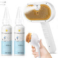 Pet Steam Brush for Dog & Cat Includes Waterless 2*Shampoo | Spray Hair Removal Comb for Shedding Grooming Softens Fur Reduces Static Water Brush for Long & Short Coats, Bath-Hating Pets - size: 7.8"-240ML