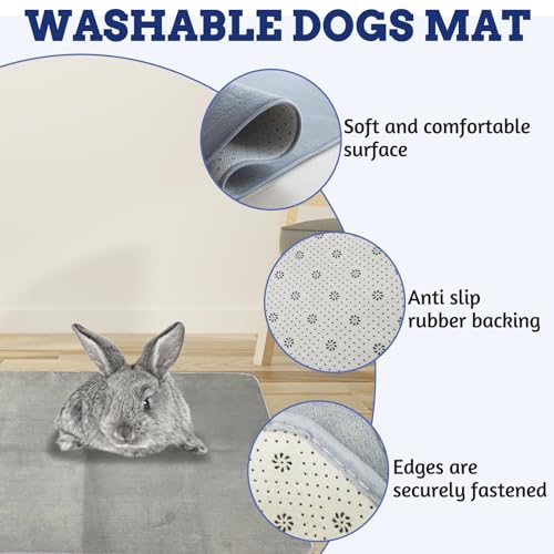 PINVNBY 2 PCS Washable Guinea Pig Cage Liner, Washable Pee Pads for Rabbit Waterproof Reusable Guinea Pig Mat Fast and Super Absorbent Bedding for Small Animals Rabbit Chinchillas (31.4'' × 42.2'' )
