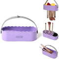 Makeup Brush Cleaner Mat Upgraded 4 in 1 Silicone Makeup Brush Cleaner Bowl Cosmetic Brushes Cleaning Tool Organizer for Storage and Air Drying (Purple)