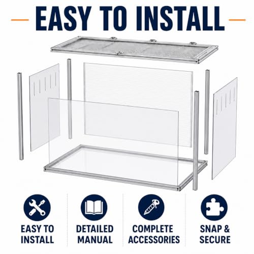 Large Hamster Cage 32x16x16 in, Acrylic Hamster Enclosure with Metal Frame | Chew-proof, Vent holes, Hinged top - size: 32 x 16 x 16 in