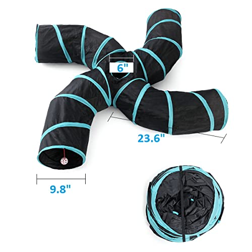 Cat Tunnels, Pet Ferret Rabbit Bunny Tunnels Tubes Subway Habitats, S-Style, DIY Cat Peekaboo Maze House Tent Bed, Kitten Interactive Toy (S Type: 4 Way Tubes) - size: S Type: 4 Way Tubes