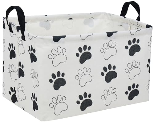 Essme Rectangular Dog Basket, Cute Storage Basket with Handles for Room Decor, Dog Bins,Puppy Storage Bin（Dog Paw） - color: Dog Paw