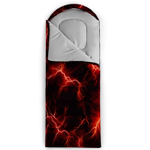 QOOMO Camping Sleeping Bags,3 Season Warm & Cool Weather,Lightweight,Waterproof Sleeping Bags for Adults & Kids,Traveling,and Outdoors,Camping Gear Equipment - color: Red Lighting 3