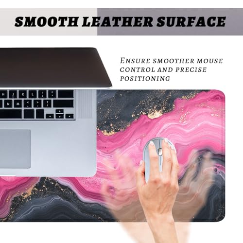 Abstract Marble Gaming Mouse Pad Desk Pad Pink and Black XL Mouse Pad Large Mousepad Extended Laptop Keyboard Mat Gaming Desk Pad Mouse Mat Office Computer Keyboard Laptop Home 31.5"x11.8" - color: Abstract Marble, size: 31.5L x 11.8W inches
