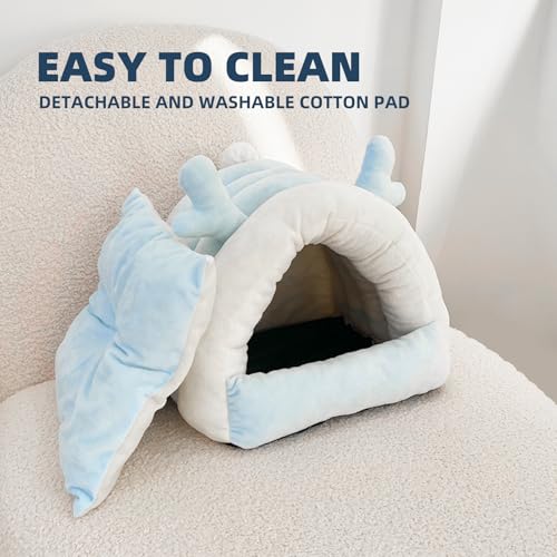 Guinea Pig Hideout, Warm Bed for Guinea Pig,Rabbits, Chinchillas, Guinea Pig Bed, Cozy Small Animal Winter Shelter (Blue, Small) - color: Blue, size: Small
