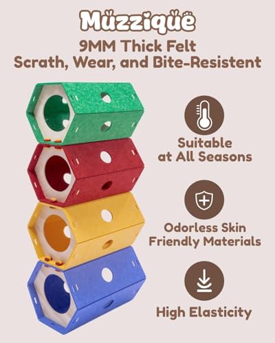 Thickened Felt Cat Tunnel, Connectable Modular Cat Hideaway Bed Rabbit Cave | DIY Toys Sturdy Kitten House, Bunny Hideout Entertainment, Washable Cozy Hole, Crinkly Scratching Cube for Indoor Cats, 1 Set