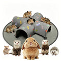 Small Pet Tunnel Bed with Top Peek Hole, 4-Way Hideout with Removable Washable Mat, Interactive Play Toy for Guinea Pig, Hamster, Rabbit, Chinchilla, Kitten - color: 4-Way + Round Mat