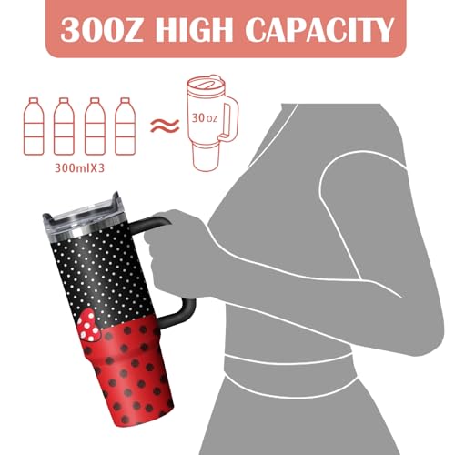 30oz Cartoon Mouse Tumbler with Handle and Straw Lid | Stainless Steel Insulated Tumbler, BPA FREE Travel Coffee Mug Cup for Car Cold and Hot - Birthday, Christmas Gift - color: Bow Tie, size: 30 Ounces