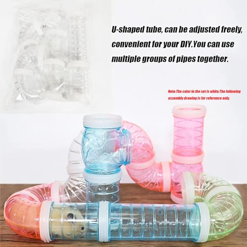 Tfwadmx Hamster Tube Toy DIY Assorted Small Cage Toys Pipe Tunnel Excercise for Rat Mouse Dwarf and Other Small Animals-White