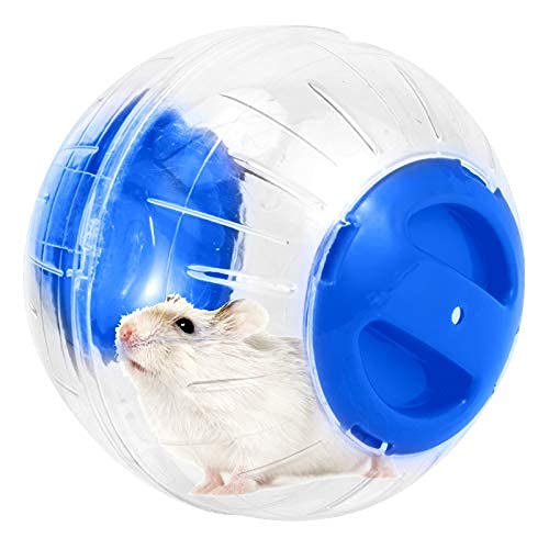 Mini New Cute Dwarf Hamster Running Ball 4.72 Inches Crystal Ball for Hamsters Small Silent Exercise Wheel Cage Accessories for Hamsters Less Than 4 inches 10 cm in Length (Blue) - color: Blue