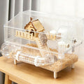 8-in-1 Clear Acrylic Hamster Cage 18x12x13 Small Animal Habitat House | All-in-One Accessory Set, High Transparency View, Easy Cleaning & Assembly, Ideal Starter Kit for Mouse, Dwarf, Gerbil