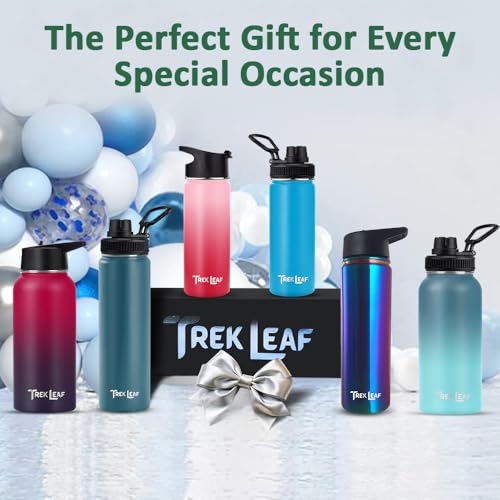 Travel Water Bottle with 3 Lids (Spout, Straw, Flip) Leak Proof, Quality, Vacuum Insulated, Stainless Steel (Hydrangea, 18 oz) - color: Hydrangea, size: 18 Ounces