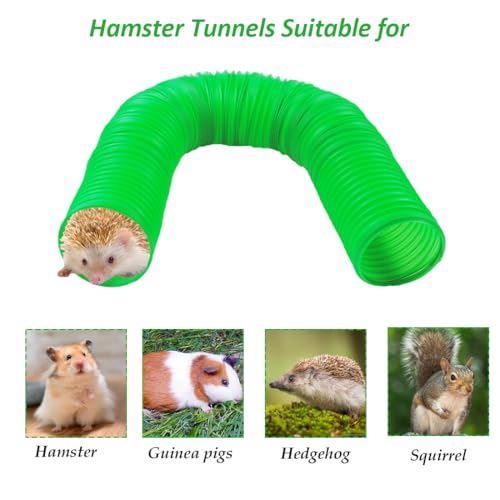 Plastic Hamster Cage Tunnels with Chew Toy,Collapsible Pet Tunnel，Small Animal Tubes,Collapsible Plastic Tunnel,15 Pcs Small Animal Chew Toys for Guinea Pigs, Chinchillas, Rats, Gerbils （Green） - color: 【Green】