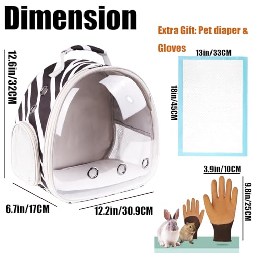 Portable Small Animal Backpack Travel Breathable Pet Carrier Bag Cages for Guinea Pig, Rabbit, Bearded Dragon, Squirrel, Tortoise, Bird, Lizard, Sugar Glider - color: Zebra Print