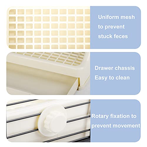 kathson Rabbit Litter Box Trainer Small Animal Potty Corner Toilet with Drawer Pet Cage Pan Litter Bedding Box for Adult Guinea Pig Hamster Bunny Ferret Galesaur Mouse Squirrel (White) - color: White