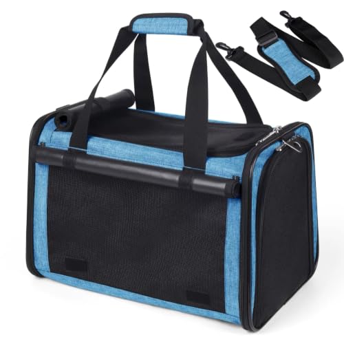 YUDODO 25lbs Cat Carrier Lightproof Soft Sided Pet Carrier for Large Cat | Airline Approved, Lightproof Breathable Design, Side Pockets, Durable Mesh, Foldable and Portable, Lake blue - color: Lake blue