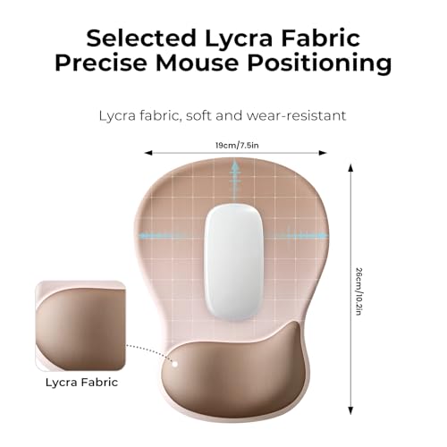 EooCoo Mouse Pad with Gel Wrist Rest, Ergonomic Mousepad Wrist Alignment | Middle Concave Design for Natural Wrist Alignment, Non-Slip Base Mousepad, Carpal Tunnel Relief, Office Desk Accessories - color: Khaki