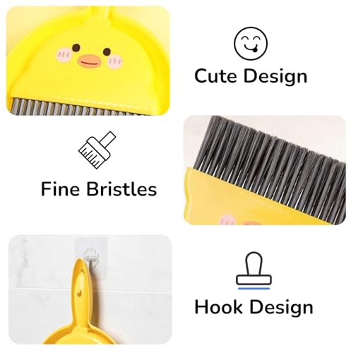 2 PCS Mini Brush and Dustpan Set Plastic Small Yellow Chick Pattern Broom Used for Desk Home Kitchen, Cage Cleaner for Small Animals, Guinea Pigs Hamsters Chinchillas Rabbits (Yellow Chick - 2pcs) - color: Yellow Chick - 2pcs