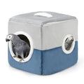 Bird Nest Parrot House, Winter Warm Snuggle Hut, Blue Gray S | Plush Interior, Dual Holes for Entry and Play, Hanging Handle, Cage Hideaway, Small to Medium Birds - color: Blue coffee color