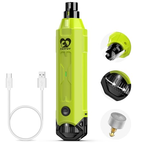 Casfuy 6-Speed Dog Nail Grinder - Newest Enhanced Pet Nail Grinder Super Quiet Rechargeable Electric Dog Nail Trimmer Painless Paws Grooming & Smoothing Tool for Large Medium Small Dogs (Green) - color: Green