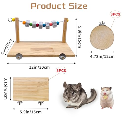 Chinchilla Platform Ledge Wood Hamster Stand Platform Board Shelf Bridge Rats Climbing Toys Cage Accessories for Chipmunks Squirrels Sugar Gliders Mice Parrots