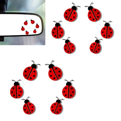 2Pcs Ladybugs Vinyl Sticker and Decal Car Rearview Mirrors Window Decor | Ladybugs Car Accessories Cute Stickers for Bathroom Decal,Computers,Water Bottle Decal Gifts for Women,Men - color: 3 Ladybugs