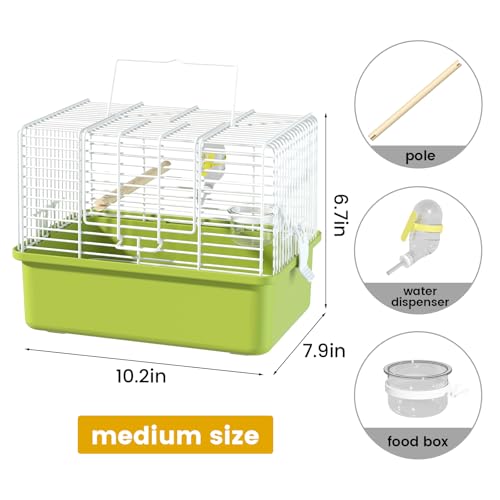 Small Bird cage,Travel Cage for Birds and Small Animals, Parakeet cage,Bird Carrier Travel cage,Bird Travel cage, jaulas para pájaros,Green,(Green,M) - color: Green, size: 10.2"L x 7.9"W x 6.7"H