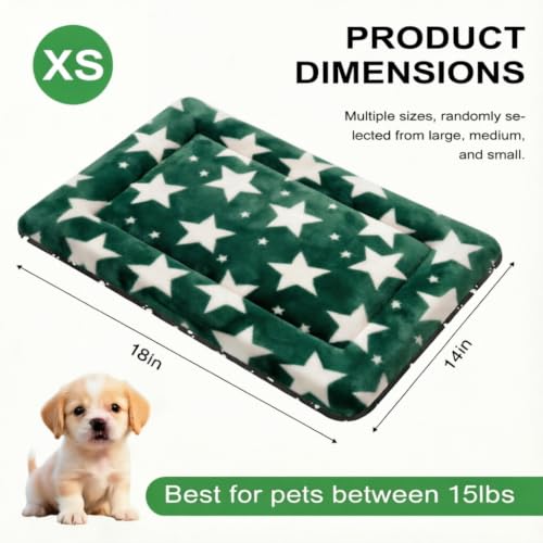 Dog Bed Mat, Reversible Crate Pad & Cute Dog Bed - Machine Washable Kennel Mat with Ultra Soft (Big&Small Stars Green, 18" L x 14" W x 1.5" Th) - color: Big&Small Stars Green, size: 18"L x 14"W x 1.5"Th